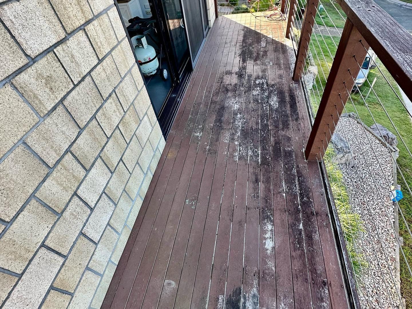 Weathered timber deck before ADV+ Painting restoration